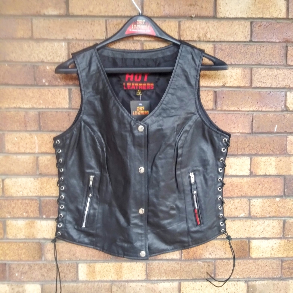 Hot Leathers Lamb Skin Laced Side Biker Vest
